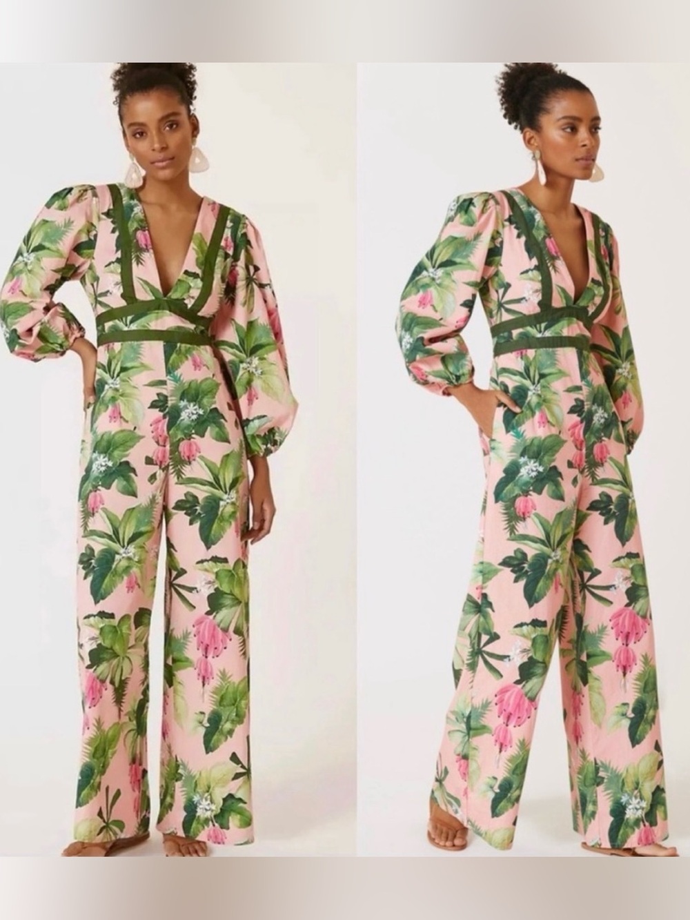 Farm Rio x Anthropologie Deep V- neck Jumpsuit